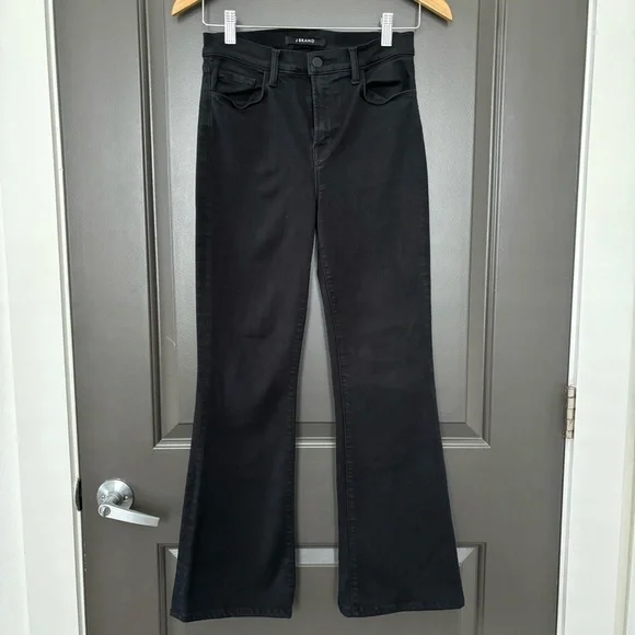 J Brand Maria Flare Jeans in Serious Black High Rise Flared Matte Black Size 29 - Picture 3 of 7